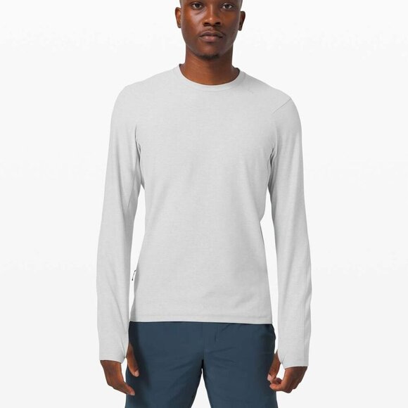 Lululemon Warm Long Sleeve Surge Gray Silver Running Run Shirt Men's Medium - Picture 1 of 9